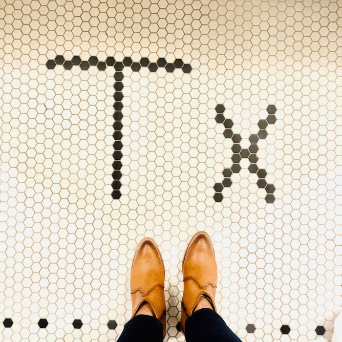 Texas tile in bathroom at the Texican Court