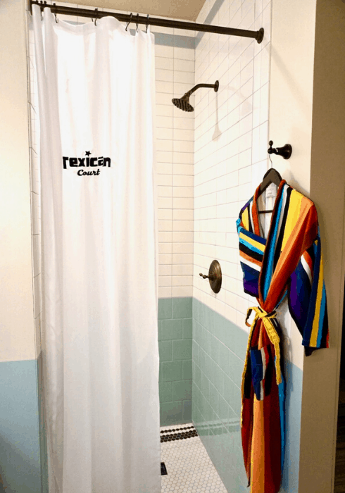 bathrobe in room at the Texican Court e1574452332817