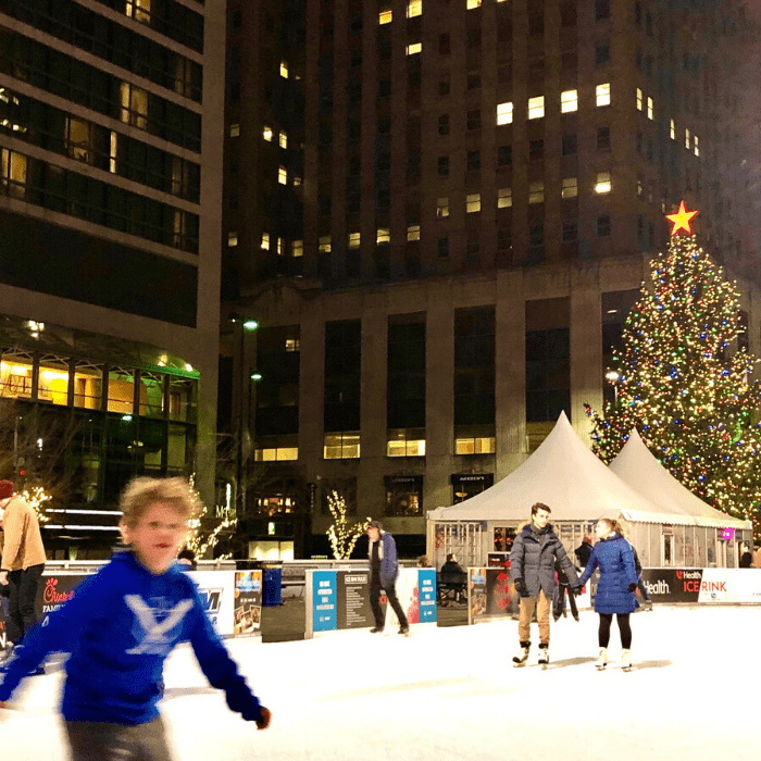 ice skating at Fountain Square in Cincinnati, Ohio