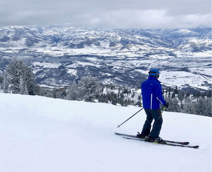 skier at Snowbasin Resort in Utah