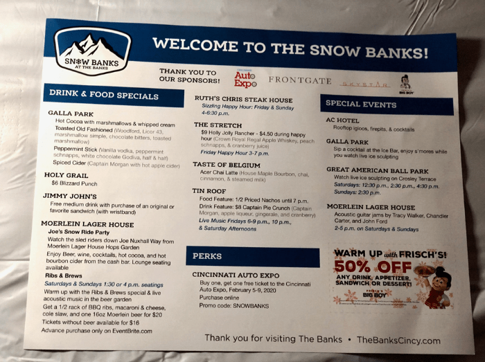 Food and Drink Specials at Snow Banks at the Banks Map e1578195715362