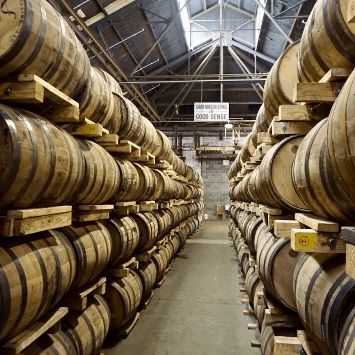 bourbon barrels at New Riff West Newport Warehouse Campus