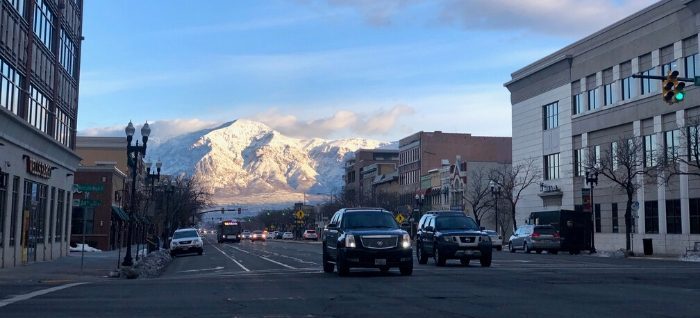 view of mountains from downtown Ogden