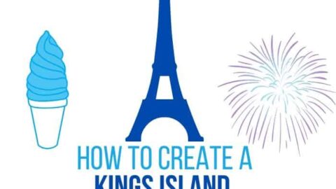 Kings Island themed adventure at home graphic with icons of the park.