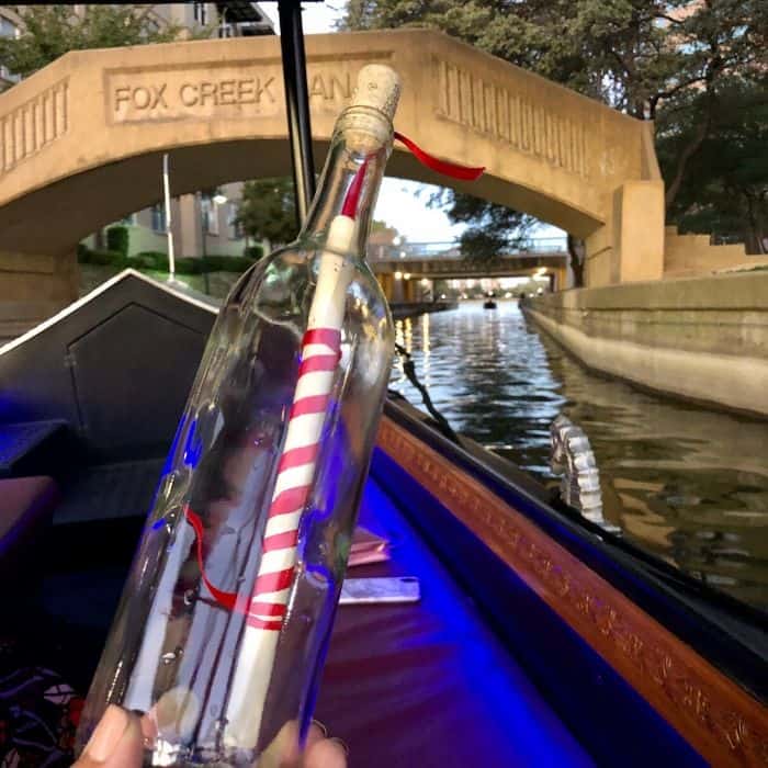 Message in a bottle on a gondola ride in Las Colinas