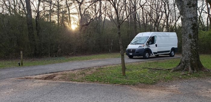 van camping at a campground