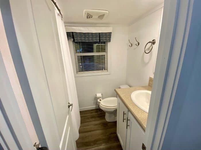 bathroom at the Premium Cottage at Petoskey RV Resort