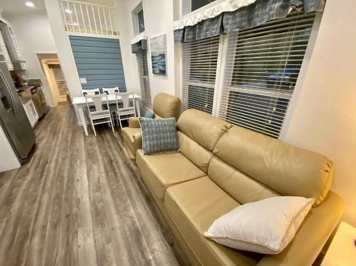 family room at the Premium Cottage at Petoskey RV Resort