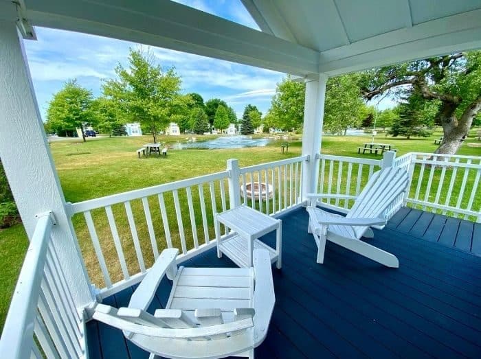 front porch of the premium cottage at Petoskey RV Resort
