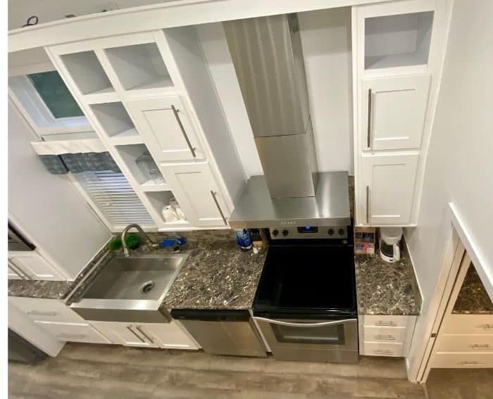 kitchen area for premium cottage at Petoskey RV Resort