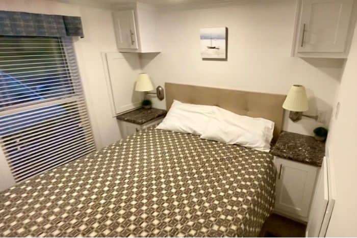 main bedroom at the Premium Cottage at Petoskey RV Resort