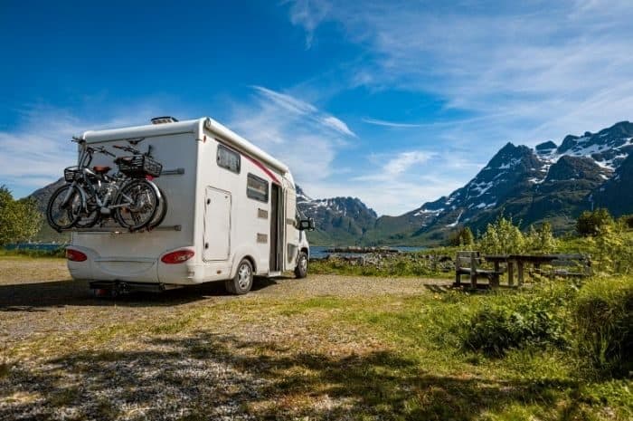 camper near mountains