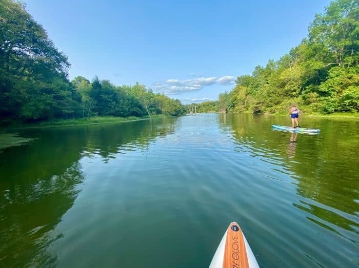 Stand up paddle boarding at Hidden Lake Farm