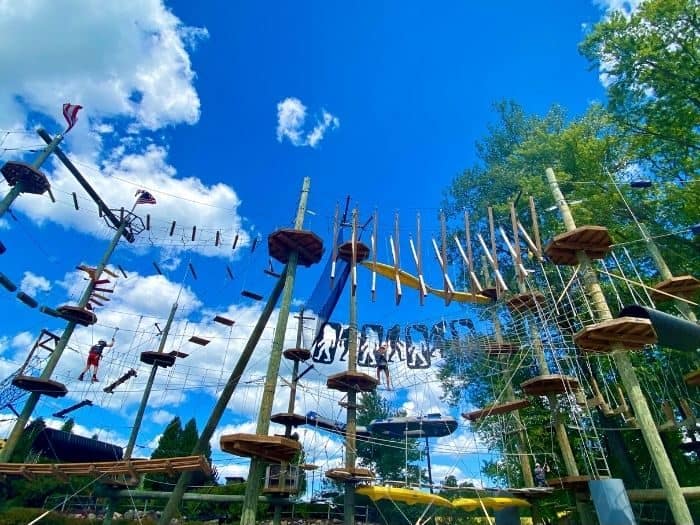 aerial adventure course at Mohican Adventures Canoe Livery & Fun Center