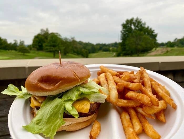 burger at The Clubhouse at Devou Golf and Event Center