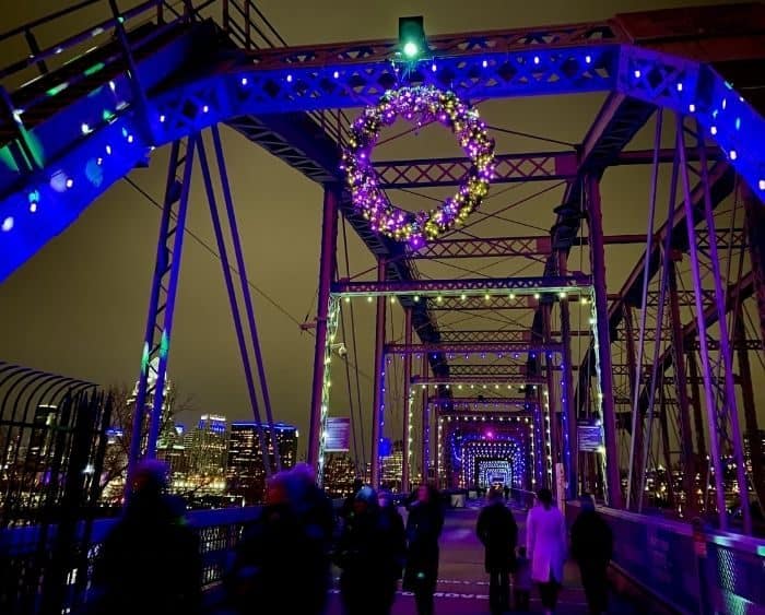 Winter Nights River Lights on the Purple People Bridge Newport Kentucky