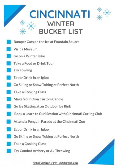  Liste de seau d'hiver de Cincinnati 