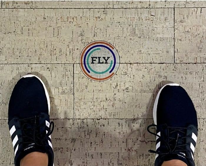 Fly sticker on the floor for FLY bungee fit class