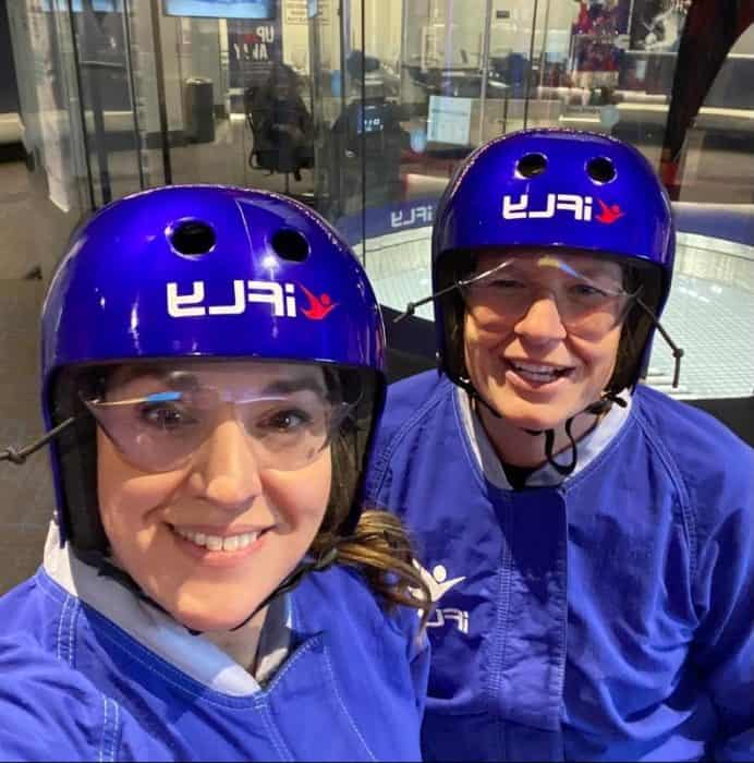 Nedra McDaniel and friend at iFLY indoor skydiving