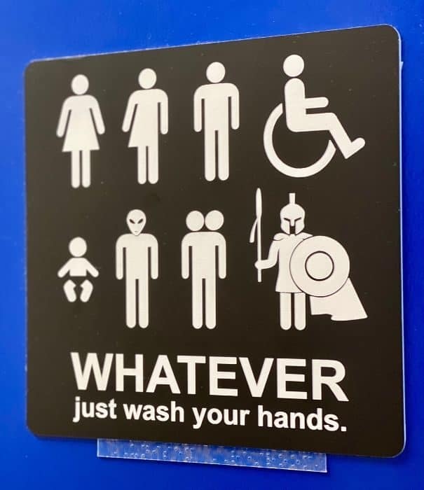 bathroom sign at Pour Brothers Brewery