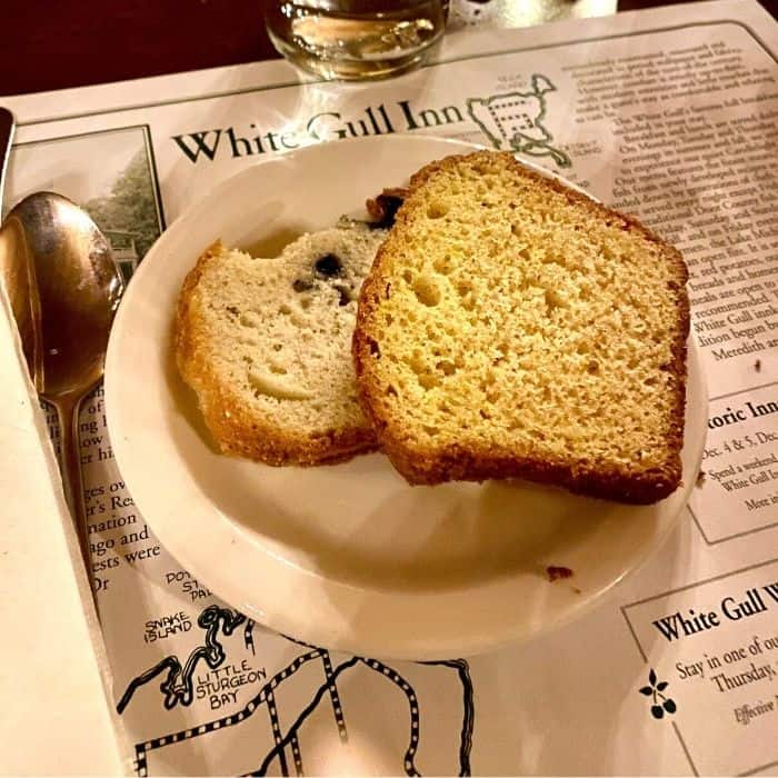 blueberry and lemon bread and White Gull Inn