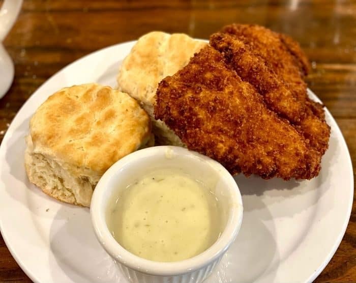 chicken and biscuit at Amelia Farm and Market