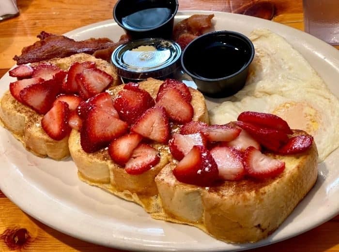 Strawberry cheesecake french toast at Rustlers Restaurant