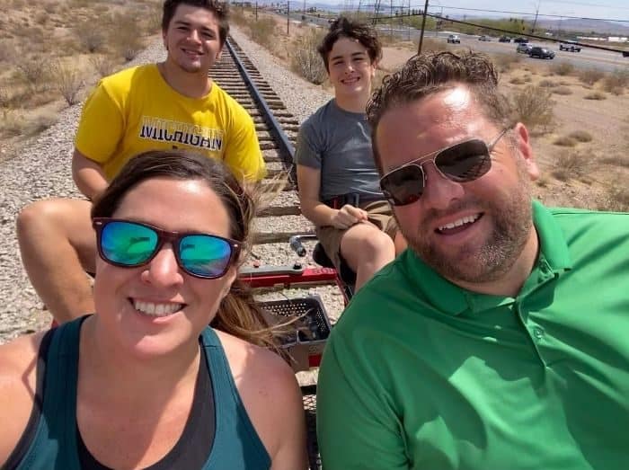 family on railbike tour with Rail Explorers in Nevada