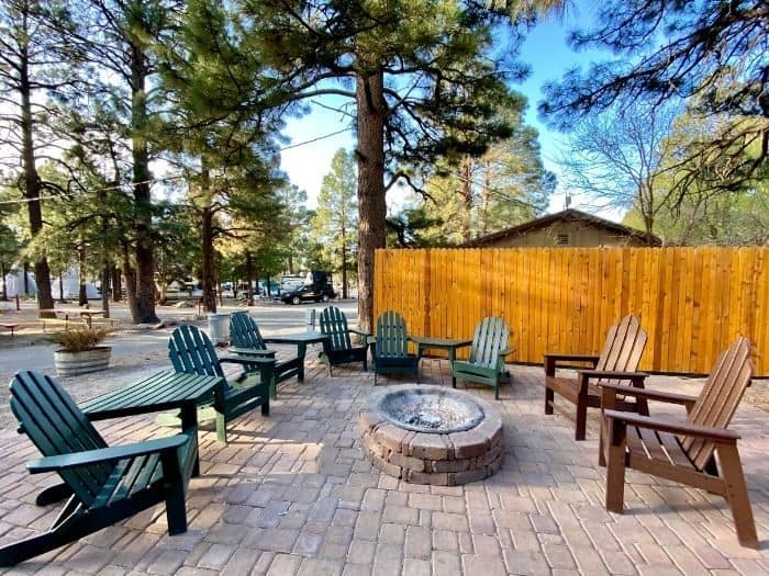 outside of the deluxe cabin at the Flagstaff KOA Holiday