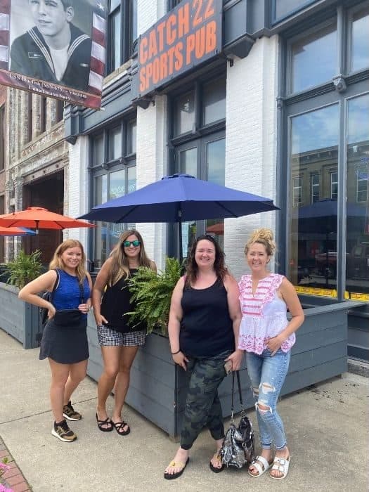 bloggers outside Catch 22 Sports Pub in Greenfield Ohio