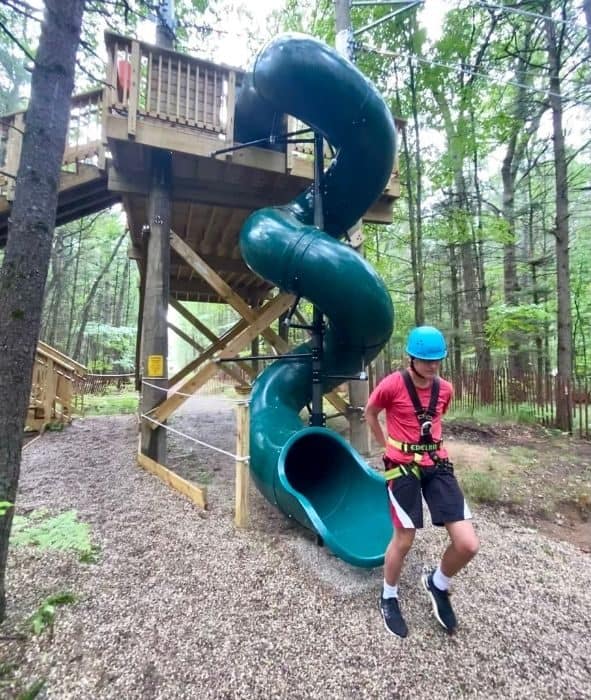 bottom of the slide for zipline at Muskegon Luge Adventure Sports Park