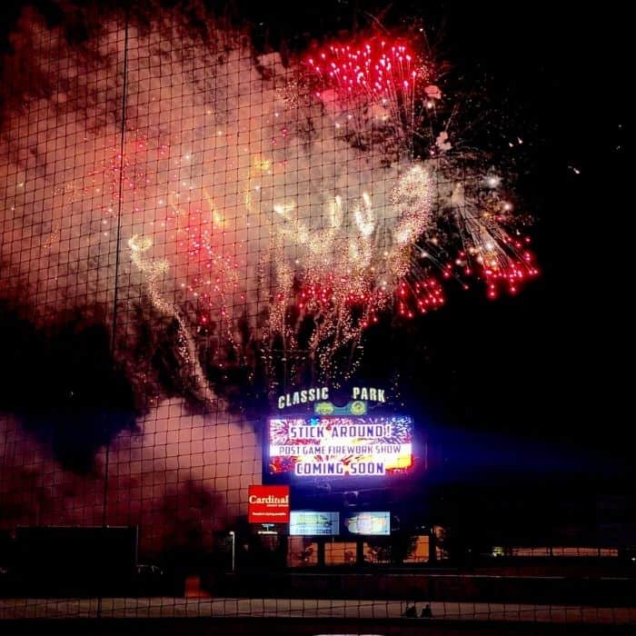 fireworks at Lake County Captains Game at Classic Park