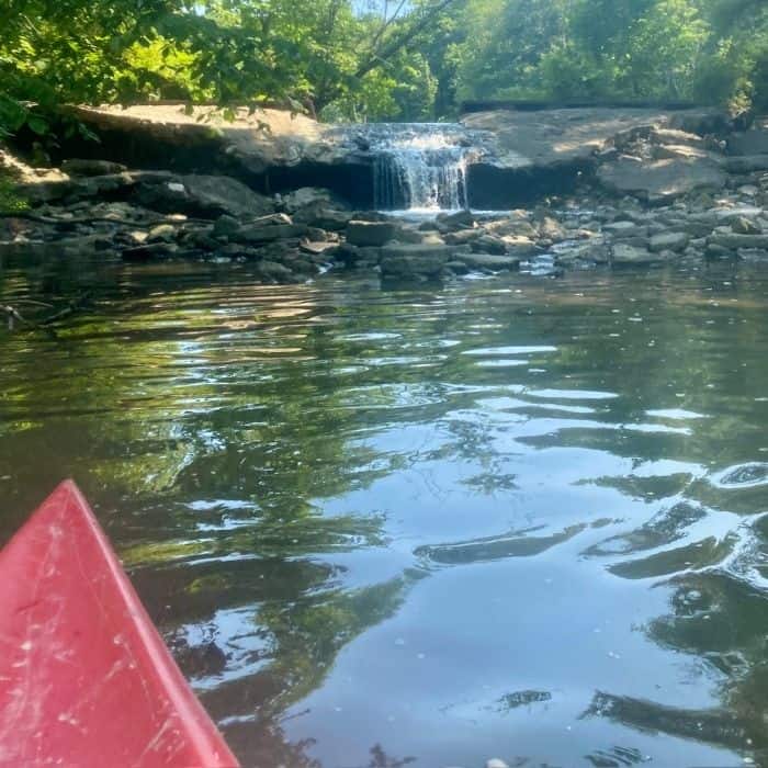 kayak to waterfall at Mentor Lagoons in Ohio