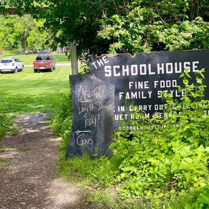 sign for Schoolhouse restaurant