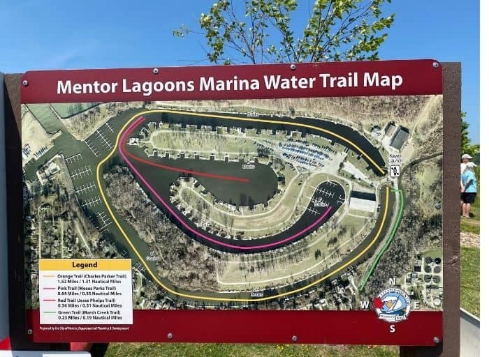 water trail map at Mentor Lagoons