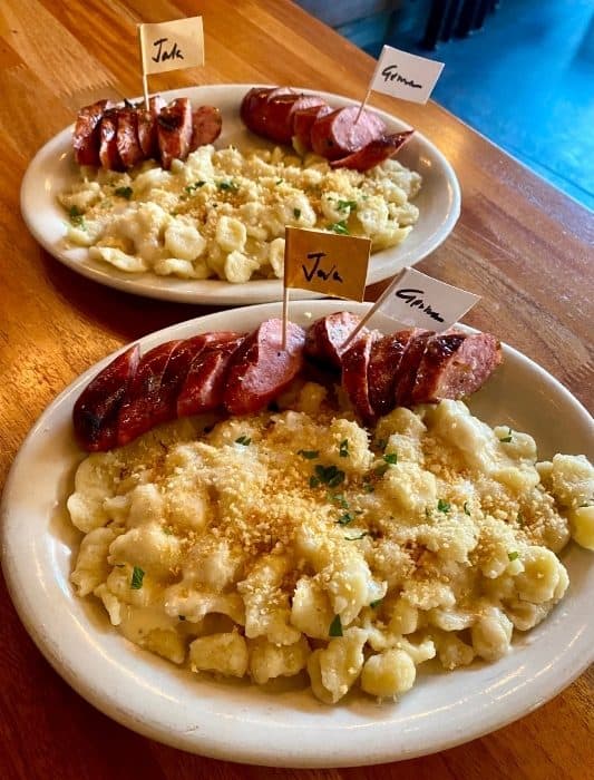 Spaetzle mac and cheese and sausage at Wurst Bier Hall in downtown Fargo