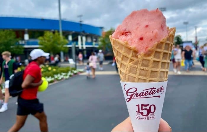strawberry sorbet from Graeter's Ice cream at Linder Family Tennis Center