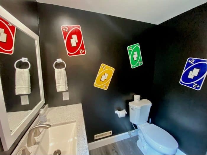 Draw Two bathroom at the Go Lodge game themed mansion