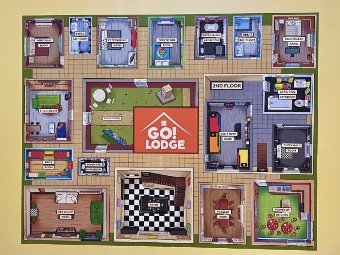map for the Go Lodge game themed mansion in Gatlinburg