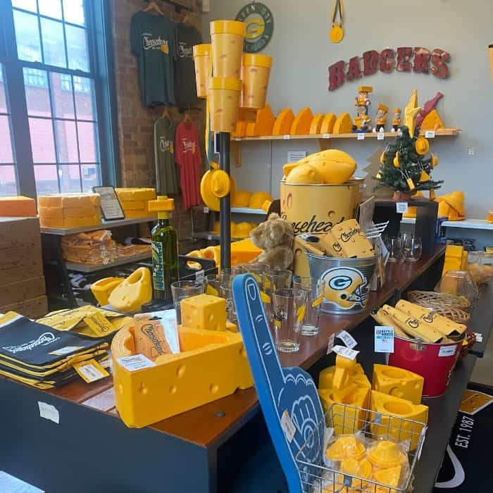 cheesehead foam gifts at the Original Cheesehead Factory and Retail Store 