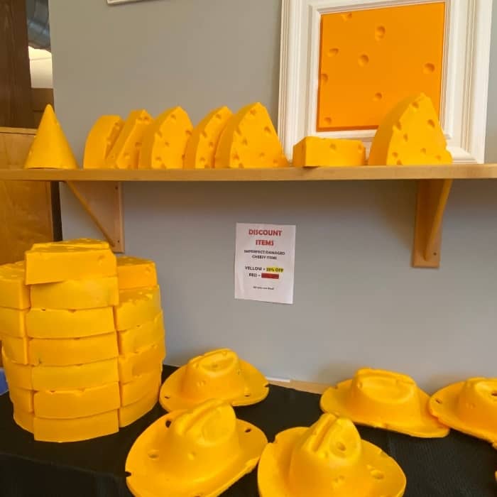 cheesehead foam hats at the Original Cheesehead Factory and Retail Store 