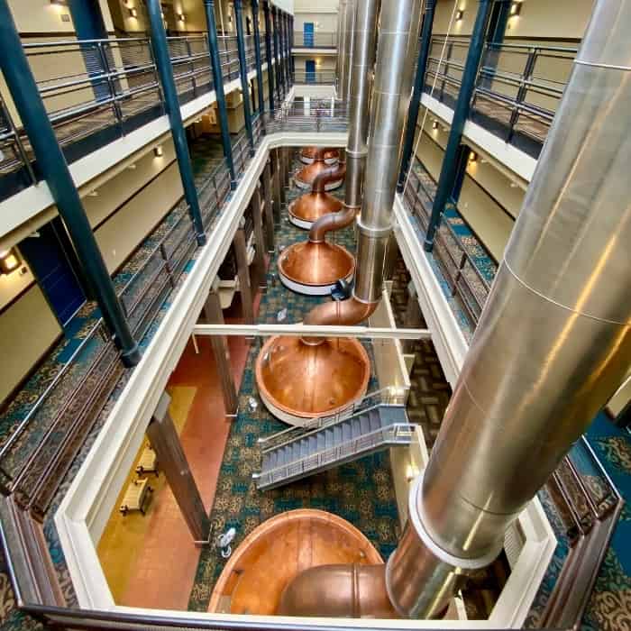copper brewing kettles at Brewhouse Inn and Suites