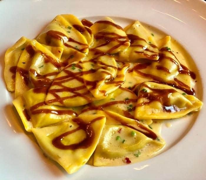 Duck and foie ravioli at Scarpetta Italian Restaurant