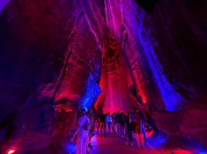 Ruby Falls Cave with lights