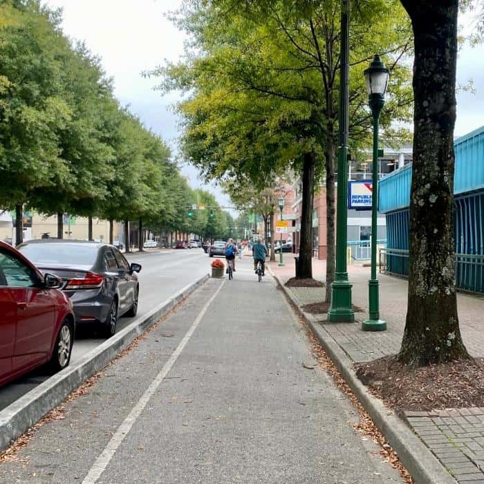 bike lane in downtown Chattanooga 