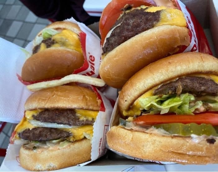 burgers at In N Out Burger