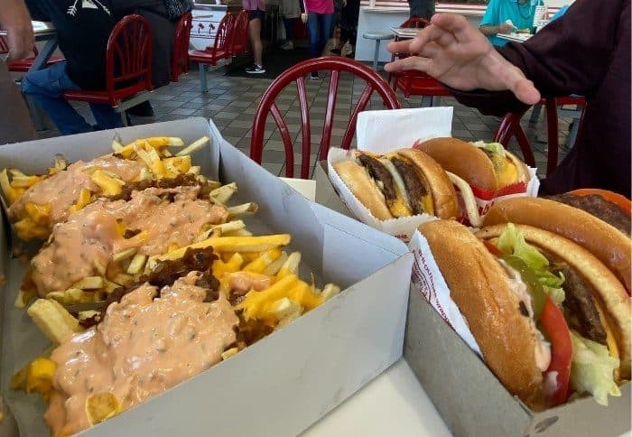 fries and burgers at In N Out Burger
