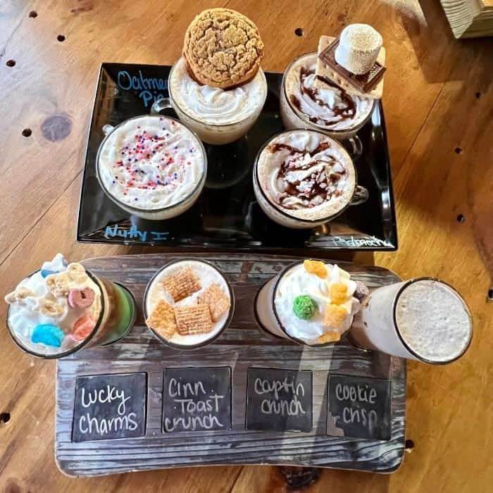 cereal Coffee Flight at the Hocking Hills Oasis Coffee Shop and More  