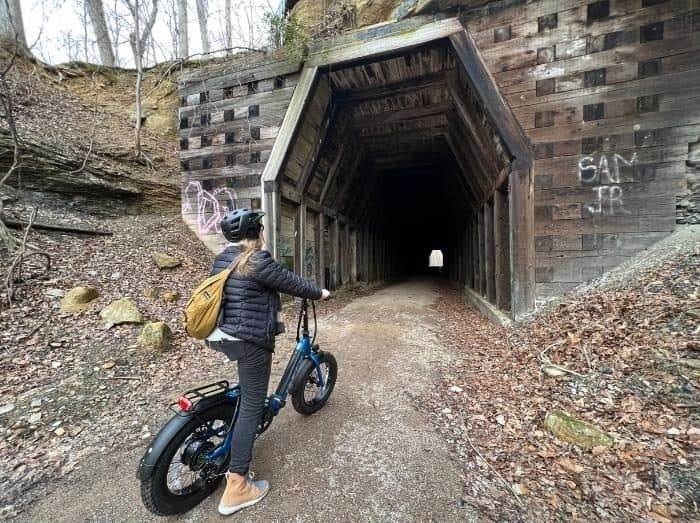 bike entering Kings Hollow Tunnel