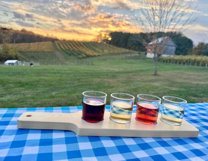 flight at Le Petit Chevalier Vineyards and Farm Winery
